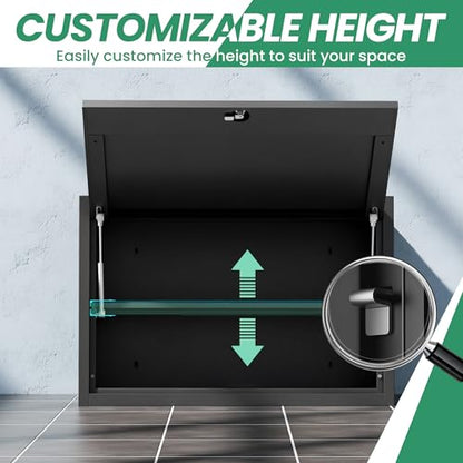 Metal Wall Cabinet, Garage Wall Cabinet with Adjustable Shelf for Garage, Tool Room, Kitchen, Assembly Required(Black) - color: Black, size: 1 Drawer