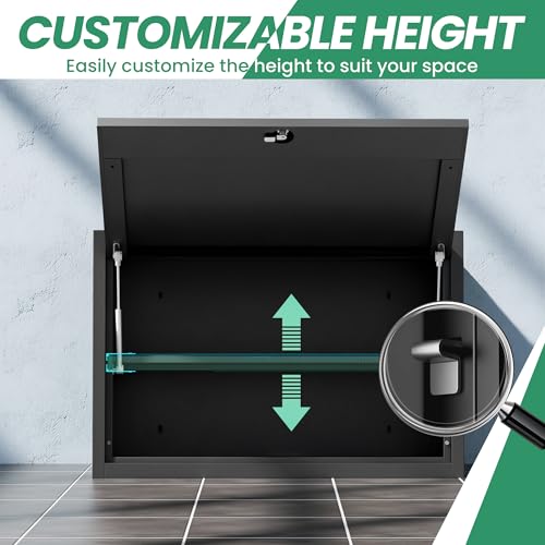 Metal Wall Cabinet, Garage Wall Cabinet with Adjustable Shelf for Garage, Tool Room, Kitchen, Assembly Required(Black) - color: Black, size: 1 Drawer