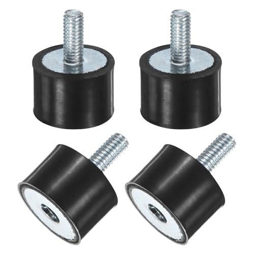 M METERXITY 4-Pack Rubber Mounts D15mmxH8mm Male/Female Vibration Isolators Cylindrical Shock Absorber W M4 x 10mm Studs for Air Compressor/Car/Pump/Boat/Garage Motor/Bobbins Rubber Isolators - size: M4 x 10mm, 15mm x 8mm