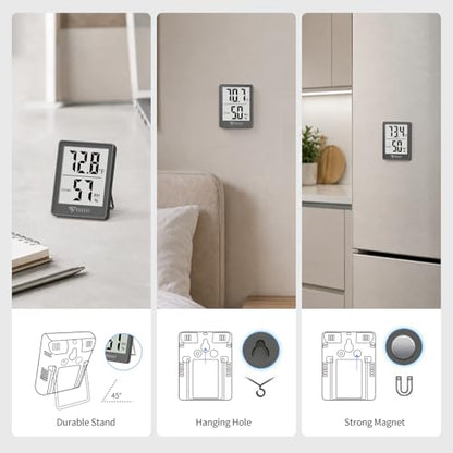 DOQAUS Digital Hygrometer Indoor Thermometer Humidity Meter, Grey - color: Grey