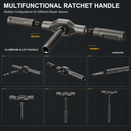 24 in 1 Magnetic Ratchet Screwdriver Set with Detachable T-Handle - color: Grey, size: 24 in 1