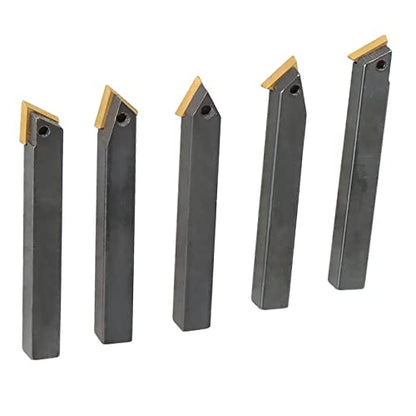 1/4" Shank 5Pcs Indexable Lathe Turning Tool Holder Set, CNC Carbide Metal Lathe Tools Fit for Finishing Operations Turning Inner Holes, Reaming, Boring, etc - size: 5Pcs 1/4"