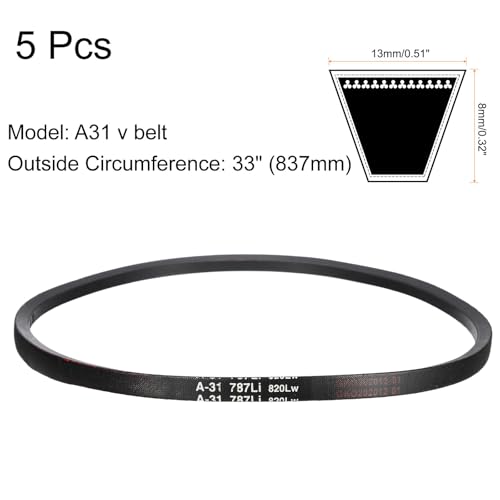 uxcell 5Pcs A31 Classic Wrapped Rubber V-Belt, 33" Lo x 0.51" W x 0.32" H - size: A31