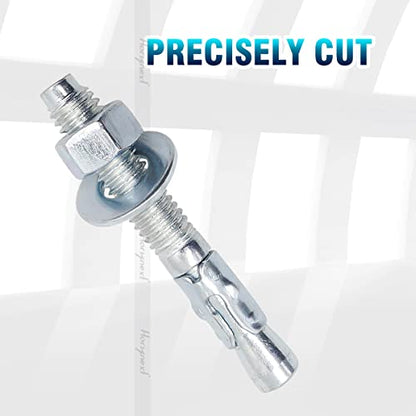 3/8 Concrete Anchors, 3/8 Wedge Anchors Bolts, 2-3/4" L, 10 Pcs - size: 3/8" x 2-3/4"