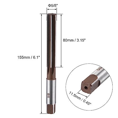 uxcell 5/8" Hand Reamer H8 Accuracy Alloy Tool Steel 6 Flutes Straight Shank Milling Cutter Tool - size: 5/8"