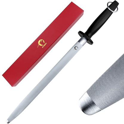 Honing Steel Knife Sharpener Steel Flat 12 IN Honing Rod for Kitchen Knives - color: Dark Flat 12-IN