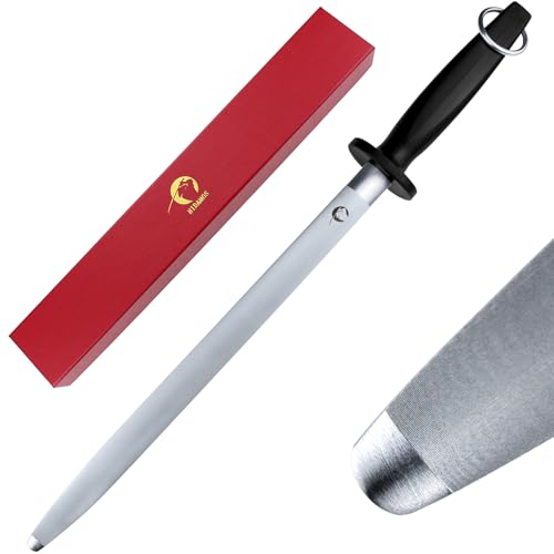 Honing Steel Knife Sharpener Steel Flat 12 IN Honing Rod for Kitchen Knives - color: Dark Flat 12-IN