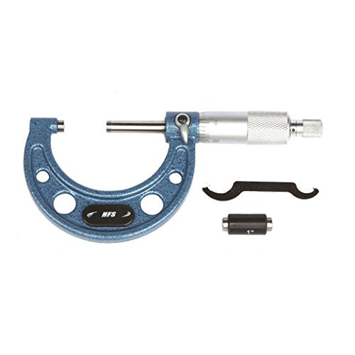 HFS(R) Outside Micrometer with 0.0001" Accuracy, Carbide Anvil and Laser-Etched Scale (1-2"x0.0001", Classic Ratchet) - size: 1-2"x0.0001", style: Classic Ratchet