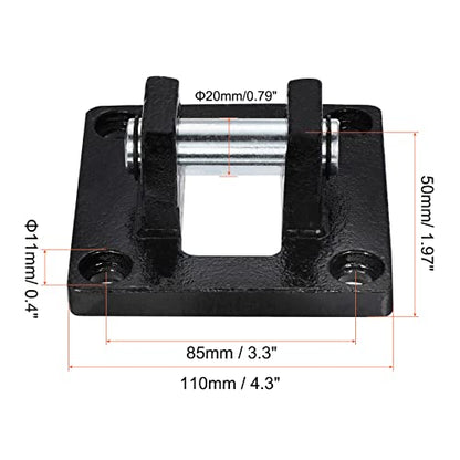 PATIKIL 110x110x50mm Air Cylinder Pneumatic Rod Pivot Clevis Mounting Bracket Rear Mount Part, Black - size: 110 x 110 x 85mm
