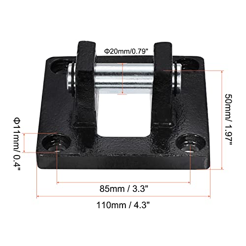PATIKIL 110x110x50mm Air Cylinder Pneumatic Rod Pivot Clevis Mounting Bracket Rear Mount Part, Black - size: 110 x 110 x 85mm
