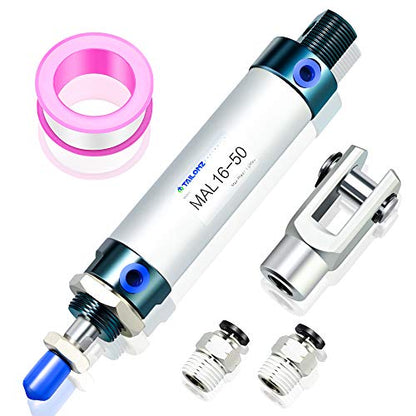 TAILONZ PNEUMATIC 16mm Bore 50mm Stroke Air Cylinder Double Action with Y Connector and 2Pcs 6mm Fitting MAL16x50 - size: 16mm Bore 50mm Stroke
