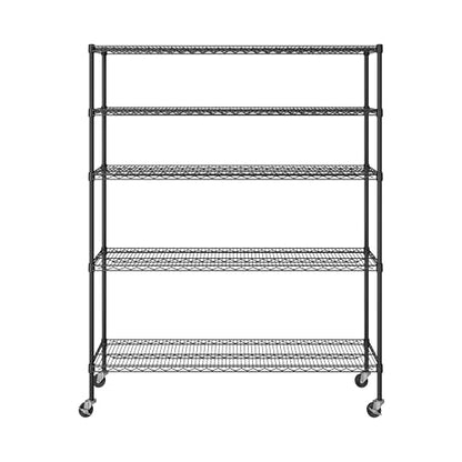 UltraDurable 5-Tier NSF Steel Wire Shelving, 60"W x 18"D x 75"H, Black - color: Black, size: 5-Tier Shelving, 60" W x 18" D