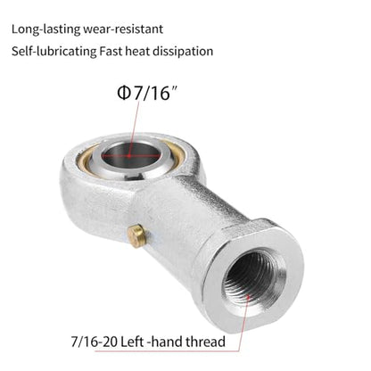 2Pcs PHSB7 Rod End Bearing 7/16 Inch Bore Pre-Lubricated 7/16-20 Female Thread Left Hand Heim Joint with Jam Nuts - size: 7/16, style: Left Hand