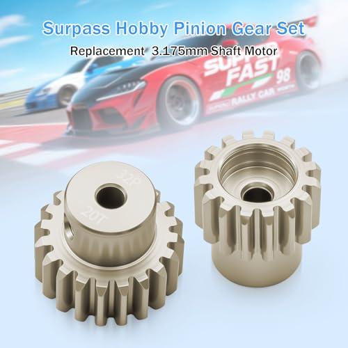 32P Pinion Gear Sets 16T 17T 18T 19T 20T for Shaft 3.175 RC Motor Compatible with HPI Kyosho Losi Axial Tamiya 1/10 RC Car Monster Truck Upgrade Parts (7075 Aluminum) - size: 16T 17T 18T 19T 20T