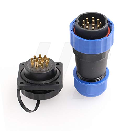 HangTon HE29 12 Pin Connector Circular Male Female Plastic Cable Plug and 4-Screw Panel Socket for Power Industrial Waterproof IP68 Outdoor Devices - size: 12 pin