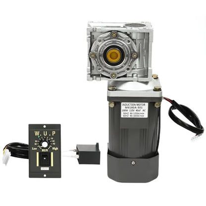 AC 110V 180W Worm Gear Reducer Motor with Speed Controller 1:50 Reduction Ratio Gearmotor Adjustable Variable Speed High Torque Reducer Motor 27 RPM