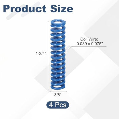 uxcell 4Pcs Blue Compression Springs, 3/8" OD x 1-3/4" L (0.039"x0.075"WD) - size: 3/8"OD, 1-3/4"L