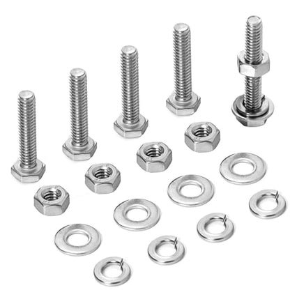 1/4-20 x 1 Hex Bolts, with Hex Nuts, Flat & Lock Washers Kit - size: 1"