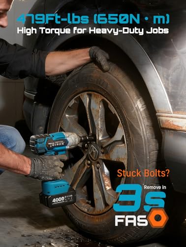 Seesii Cordless Impact Wrench 1/2 inch, High Torque 479 Ft-lbs(650Nm) Brushless Impact Gun,2500RPM w/2x4.0 Battery, 6 Sockets,8 Drill Bits, High Torque Power Impact Driver for Car Home,WH6 Lite - size: 650 Nm