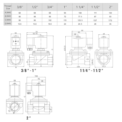U.S. Solid 3/8" Stainless Steel Solenoid Valve -110V 120V AC, Normally Closed, 145 PSI Electric Valve for Water, Air, Diesel - size: 3/8 Inch