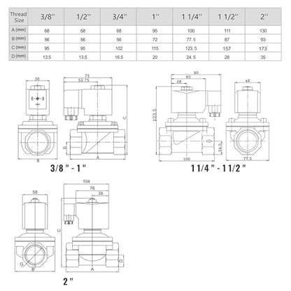 U.S. Solid 3/8" Stainless Steel Solenoid Valve -110V 120V AC, Normally Closed, 145 PSI Electric Valve for Water, Air, Diesel - size: 3/8 Inch