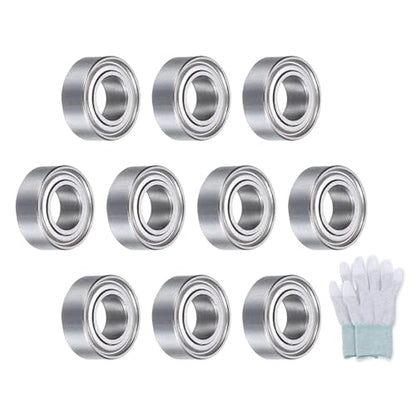 uxcell MR84ZZ Deep-Groove Ball Bearings for Rollers, 4mm x 8mm x 3mm Seal Bearings with Fiber Gloves, Double Metal Sealed Bearing Steel Skateboard Bearings 10Pcs - size: MR84ZZ