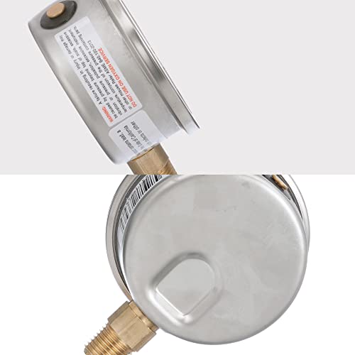 Winters 2-1/2" Dial Size, Liquid Filled Industrial Pressure Gauge, Brass Internals, 304 Stainless Steel Case, Single Scale 0-160 psi, 1.5% Acc, 1/4" NPT Bottom Mount, Glycerin Filled Pressure Gauge - style: 0/160 PSI