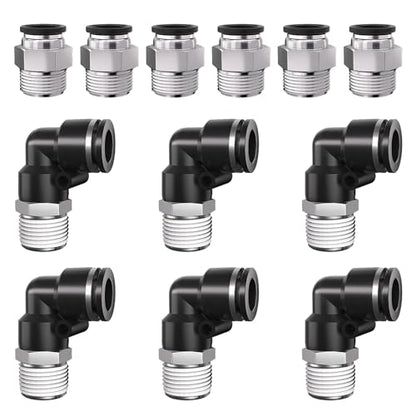 3/8 Push to Connect Fittings npt Thread to 1/2 Air Line quick - size: 1/2"OD x 3/8"NPT