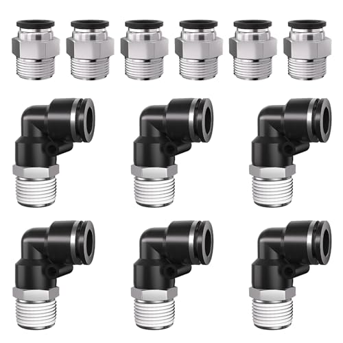 3/8 Push to Connect Fittings npt Thread to 1/2 Air Line quick - size: 1/2"OD x 3/8"NPT