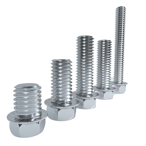 Flange Hex Bolts, ROARADE 304 Stainless Steel 18-8, Serrated Flange Head, Hex Head Screws, SAE & Metric Coarse Thread (3/8"-16, Thread Length 3/4”) 6pcs - size: Thread length 3/4”