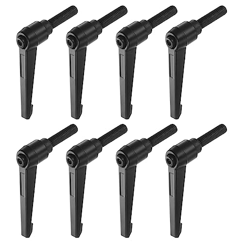 HARFINGTON 8pcs Adjustable Clamping Lever Handles M10 x 40mm Male Thread Bolt Knobs Rotating Screw Locking Quick Release Ratchet Push Button Handle, Black - size: M10 x 40mm