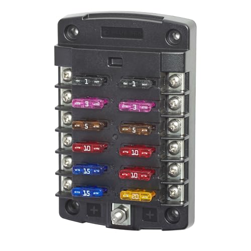 Blue Sea Systems ST Blade Fuse Block 12 Circuit without Cover, 100 Amps, 5034 - color: Without cover, style: 12 Circuit
