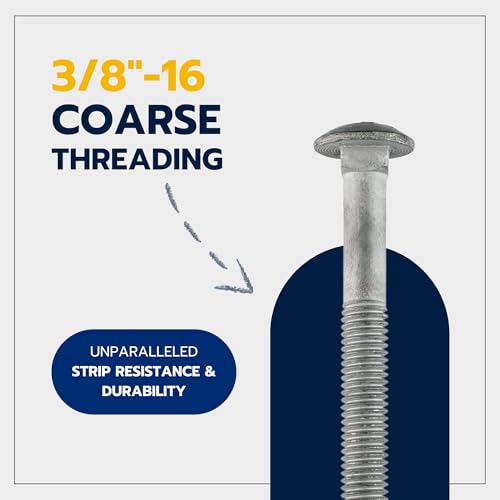 3/8" x 10" (50 Pack) Galvanized Carriage Bolt Kit, Grade 307A, Hot Dip Galvanized for Exterior Use by Makers Bolt - size: 3/8 x 10