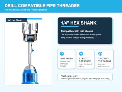 PVC Pipe Threader Kit, 3PCS