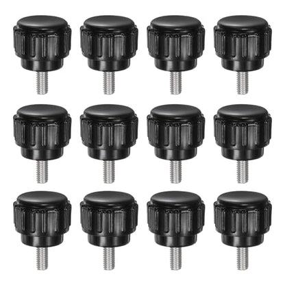 uxcell 12pcs Knurled Clamping Knobs M3 x 6mm Metric 304 Stainless Steel Male Thread Thumb Screw on Type 14mm Plastic Round Head Threaded Hand Bolt Stud Knobs Black - size: M3 x 6mm x 14mm