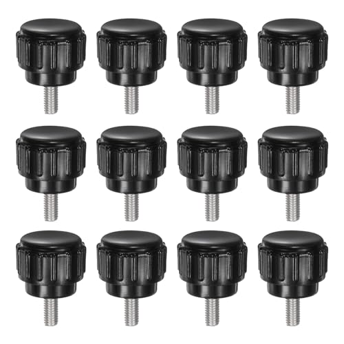 uxcell 12pcs Knurled Clamping Knobs M3 x 6mm Metric 304 Stainless Steel Male Thread Thumb Screw on Type 14mm Plastic Round Head Threaded Hand Bolt Stud Knobs Black - size: M3 x 6mm x 14mm