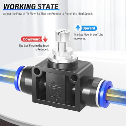 TAILONZ 6mm OD SCF-6 Air Flow Control Valve Push-to-Connect Fitting 5PCS - size: 6mm/Blue/5PCS