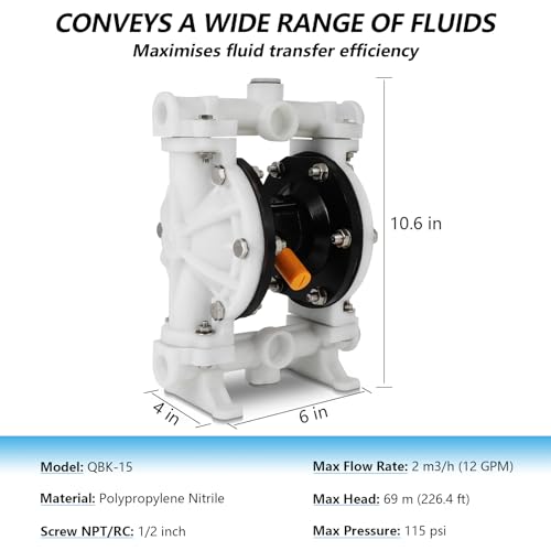AODD Pump 1/2" Port 12 GPM Industrial Pneumatic Waste Oil Transfer Pump