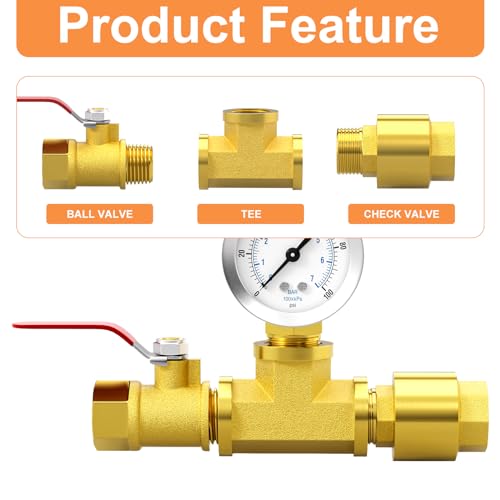GASHER 2PCS Brass Check Valve DN25 1" Female and Male Thread, Backflow Prevention, One Way Check Valves