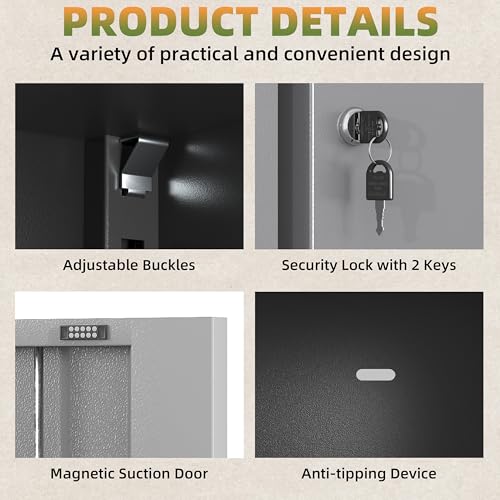 71''H Metal Garage Storage Cabinet with Wheels, Broom Cabinet with Lock - color: Black Gray, size: 71''h broom cabinet