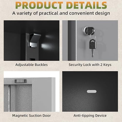71''H Metal Garage Storage Cabinet with Wheels, Broom Cabinet with Lock - color: Black Gray, size: 71''h broom cabinet