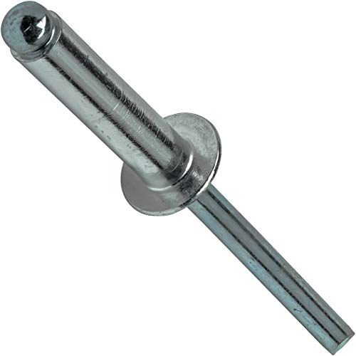 Fastenere Pop Rivets 1/8" x 1/2" (100 pcs) Aluminum Body Steel Mandrel, Heavy Duty, Open End, Low Carbon Steel, Dome Head Blind Rivets, Corrosion Resistant & High Shear Strength, 4-8 Gap .376" - .500" - size: 1/8" x 1/2" (4-8) (100 Pack)