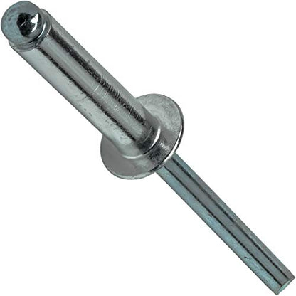 Fastenere Pop Rivets 1/8" x 1/2" (100 pcs) Aluminum Body Steel Mandrel, Heavy Duty, Open End, Low Carbon Steel, Dome Head Blind Rivets, Corrosion Resistant & High Shear Strength, 4-8 Gap .376" - .500" - size: 1/8" x 1/2" (4-8) (100 Pack)