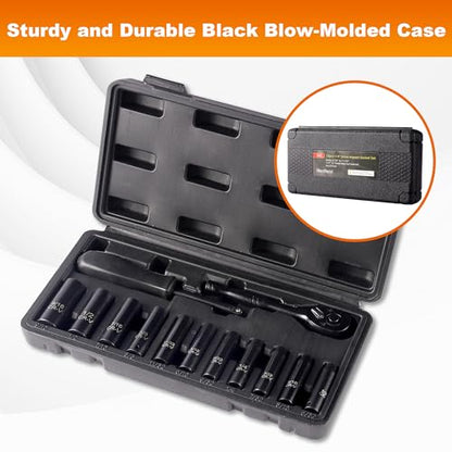 Reniteco 13-Piece 1/4" Drive Socket Set, SAE 3/16"-11/32", 72-Tooth, Cr-V - size: 1/4"-13 PCS