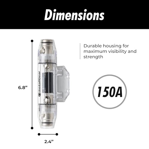 InstallGear 0/2/4 Gauge AWG in-Line ANL Fuse Holder with 150 Amp - Secure in-Line Installation for 0/2/4 AWG Wires - Durable Design for Maximum Protection - 0, 2, 4 Gauge Fuse Holder - size: 150A