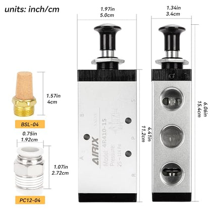 1/2" NPT Manual Control Valve 4R410-15, 5-Port 2-Position Hand Valve - size: 1/2'' NPT, style: 5 Way 2 Position