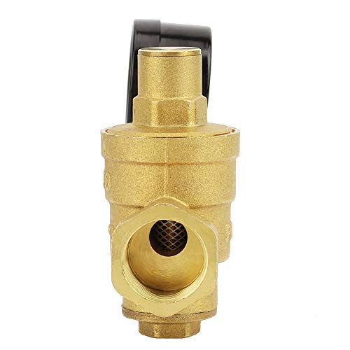 Water Pressure Regulator, Adjustable Brass Valve with Flow Meter Pressure Reducing Valve 3/4 Inch DN20 Thread for Homeowners Plumbers Residential Commercial Water Systems