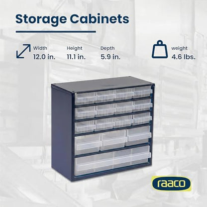 Raaco Steel Storage Cabinet, Compact 16-Drawer (C6-16), Tool Organizer - size: Compact-16D