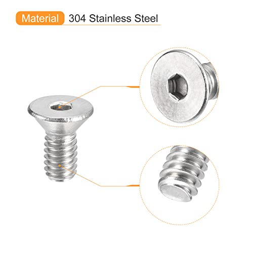 uxcell #8-32x3/8 Flat Countersunk Head Socket Cap Screws, 50Pcs 304 Stainless Steel Hex Socket Flat Head Screws, Full Thread, Countersunk Bolts - size: #8-32x3/8"