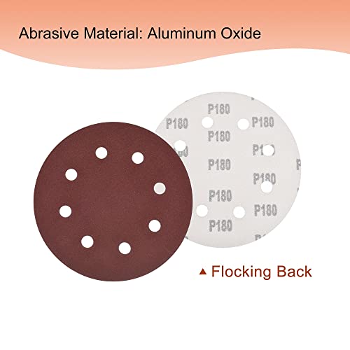 uxcell 7 Inch Hook and Loop Sanding Disc 180/240 Grit Flocking Sandpaper 8 Hole for Random Orbital Sander Paper, 20 Pcs